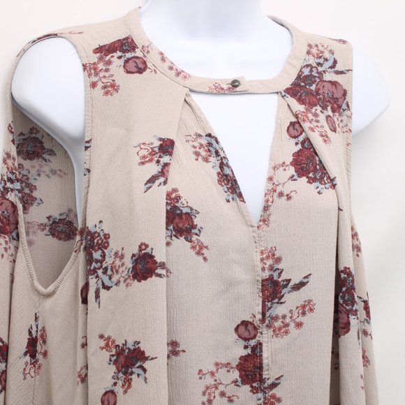 Free People Tops - Free People Flowy Bohemian Summer Tank Top with Pockets Beige Burgundy Size M